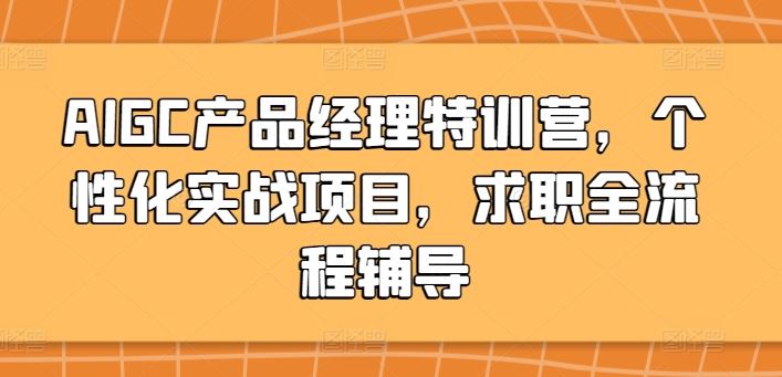 AIGC产品经理特训营,个性化实战项目,求职全流程辅导-解忧云网络