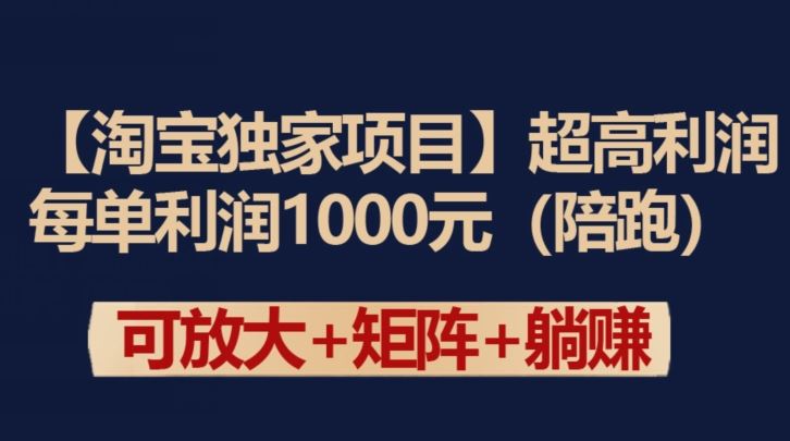 【淘宝独家项目】超高利润:每单利润1000元【揭秘】-解忧云网络