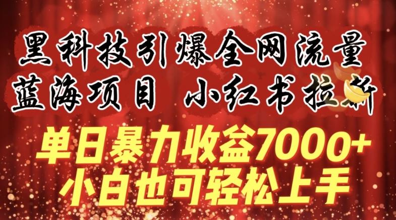 蓝海项目!黑科技引爆全网流量小红书拉新,单日暴力收益7000+,小白也能轻松上手【揭秘】-解忧云网络