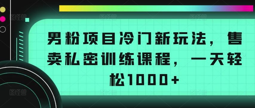 男粉项目冷门新玩法,售卖私密训练课程,一天轻松1000+【揭秘】-解忧云网络