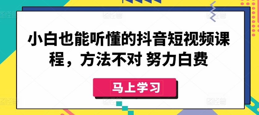 小白也能听懂的抖音短视频课程,方法不对 努力白费-解忧云网络