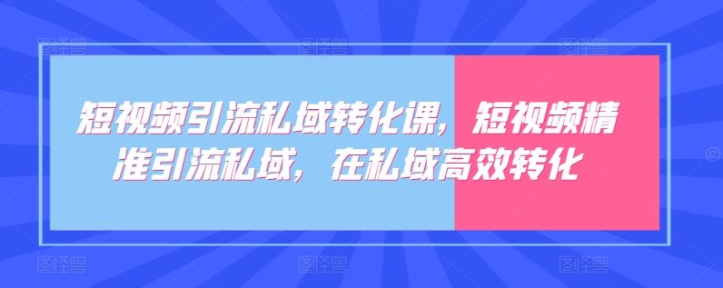 短视频引流私域转化课,短视频精准引流私域,在私域高效转化-解忧云网络
