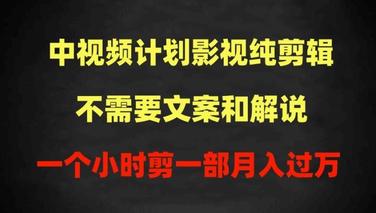 中视频计划影视纯剪辑,不需要文案和解说,一个小时剪一部,100%过原创月入过万【揭秘】-解忧云网络