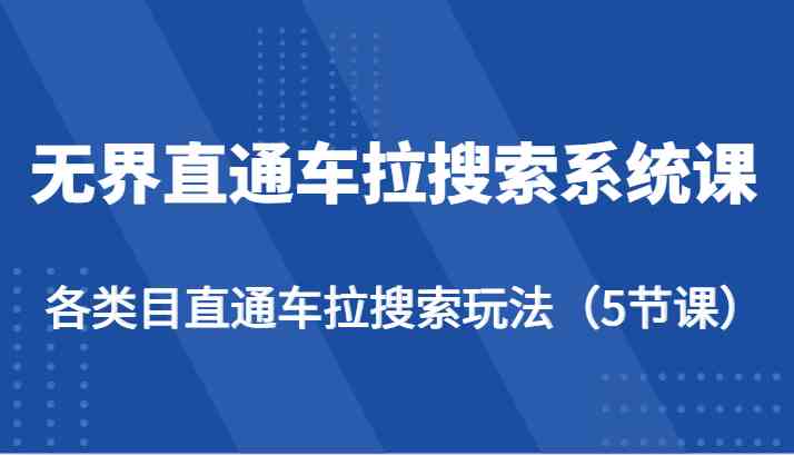 无界直通车拉搜索系统课-各类目直通车拉搜索玩法(5节课)-解忧云网络