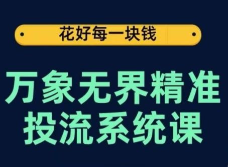 万象无界精准投流系统课,从关键词到推荐,从万象台到达摩盘,从底层原理到实操步骤-解忧云网络
