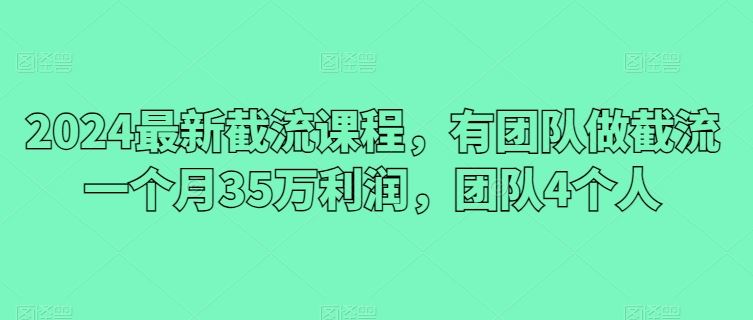 2024最新截流课程,有团队做截流一个月35万利润,团队4个人-解忧云网络