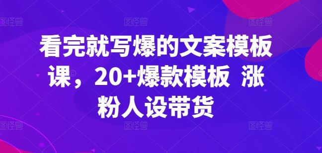 看完就写爆的文案模板课,20+爆款模板  涨粉人设带货-解忧云网络