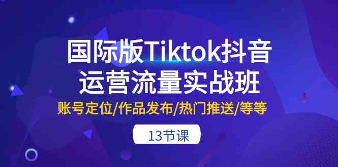国际版Tiktok抖音运营流量实战班:账号定位/作品发布/热门推送/等等(13节)-解忧云网络
