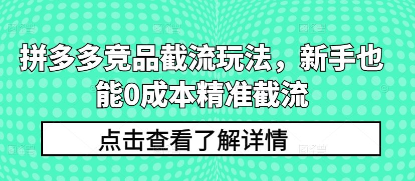 拼多多竞品截流玩法,新手也能0成本精准截流-解忧云网络