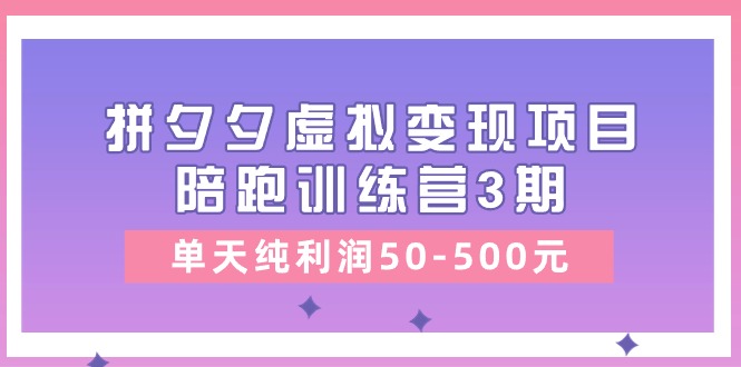 黄岛主《拼夕夕虚拟变现项目陪跑训练营3期》单天纯利润50-500元-解忧云网络