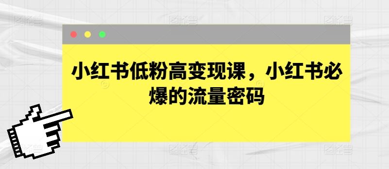 小红书低粉高变现课,小红书必爆的流量密码-解忧云网络
