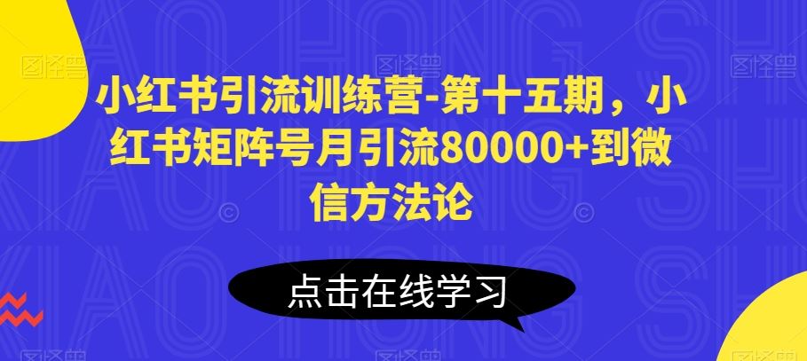 小红书引流训练营-第十五期,小红书矩阵号月引流80000+到微信方法论-解忧云网络