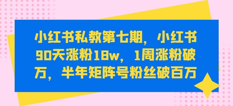 小红书私教第七期,小红书90天涨粉18w,1周涨粉破万,半年矩阵号粉丝破百万-解忧云网络