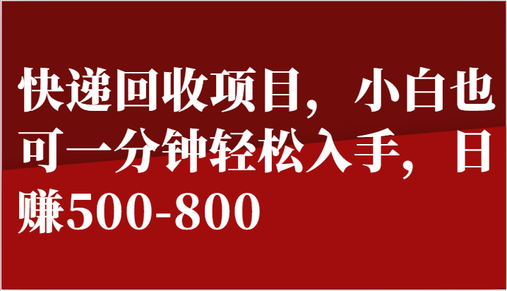 快递回收项目,小白也可一分钟轻松入手,日赚500-800-解忧云网络