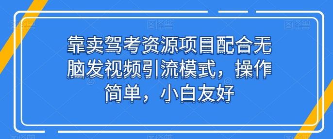 靠卖驾考资源项目配合无脑发视频引流模式,操作简单,小白友好【揭秘】-解忧云网络