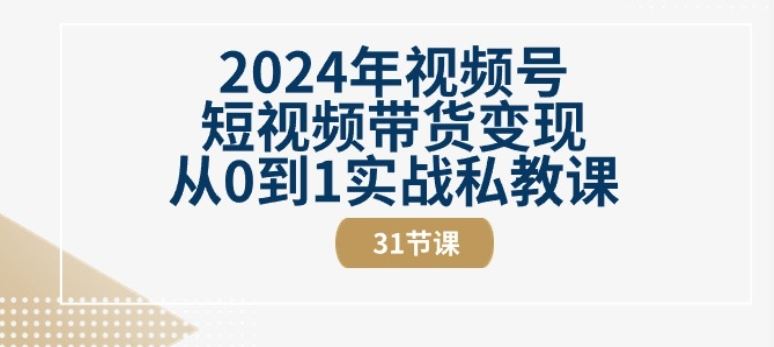 2024年视频号短视频带货变现从0到1实战私教课(31节视频课)-解忧云网络