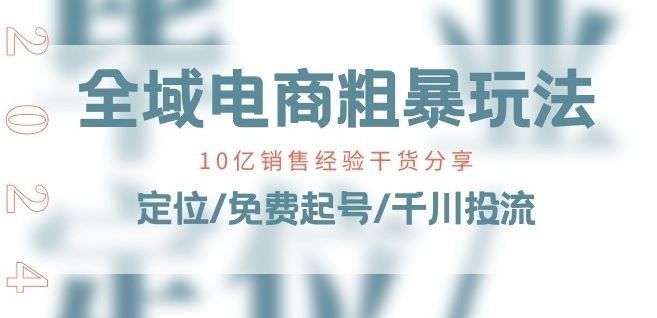 全域电商-粗暴玩法课:10亿销售经验干货分享!定位/免费起号/千川投流-解忧云网络