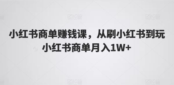 小红书商单赚钱课,从刷小红书到玩小红书商单月入1W+-解忧云网络