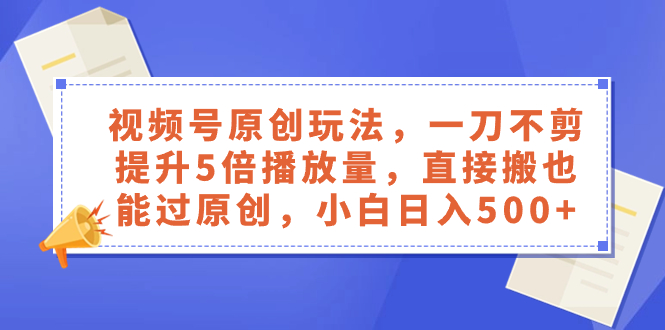 (8286期)视频号原创玩法,一刀不剪提升5倍播放量,直接搬也能过原创,小白日入500+-解忧云网络