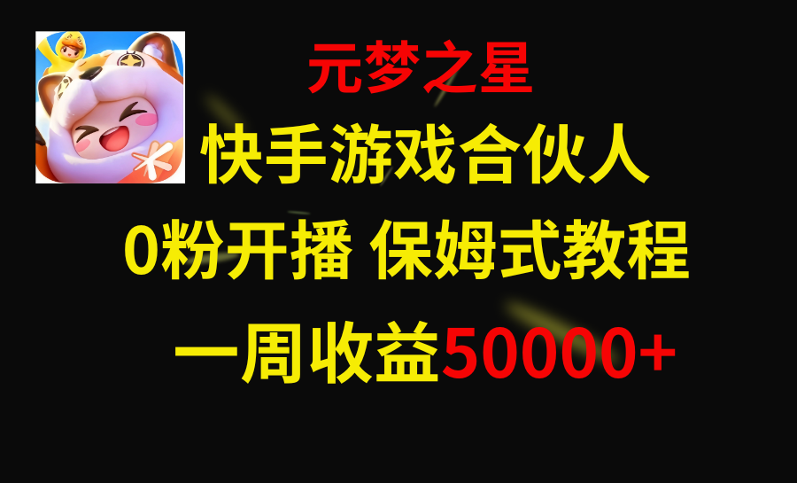 (8373期)快手游戏新风口,元梦之星合伙人,一周收入50000+-解忧云网络