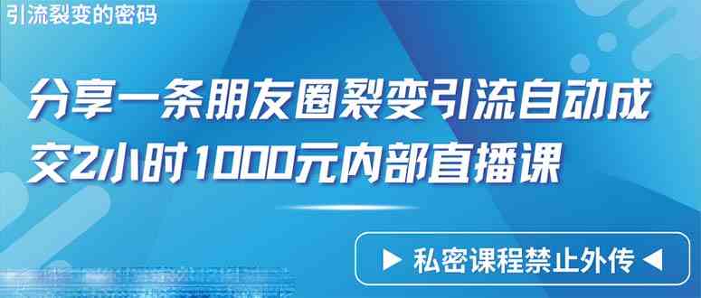 (9850期)仅靠分享一条朋友圈裂变引流自动成交2小时1000内部直播课程-解忧云网络