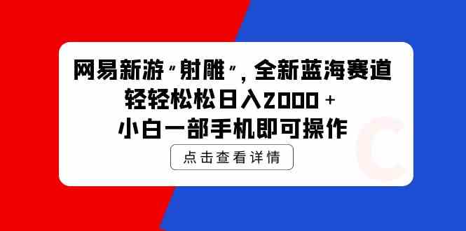 (9936期)网易新游 射雕 全新蓝海赛道,轻松日入2000+小白一部手机即可操作-解忧云网络