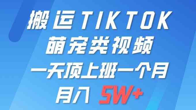 (9931期)一键搬运TIKTOK萌宠类视频 一部手机即可操作 所有平台均可发布 轻松月入5W+-解忧云网络