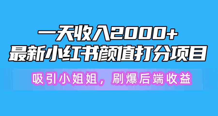 (10187期)一天收入2000+,最新小红书颜值打分项目,吸引小姐姐,刷爆后端收益-解忧云网络