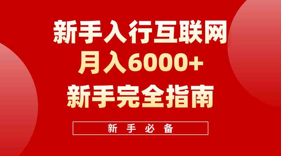 (10058期)互联网新手月入6000+完全指南 十年创业老兵用心之作,帮助小白快速入门-解忧云网络
