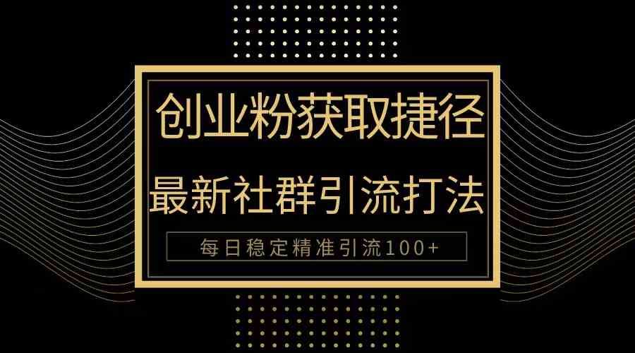 (10040期)创业粉捷径!最新被动引流方法大揭秘,实现每日100+精准引流-解忧云网络