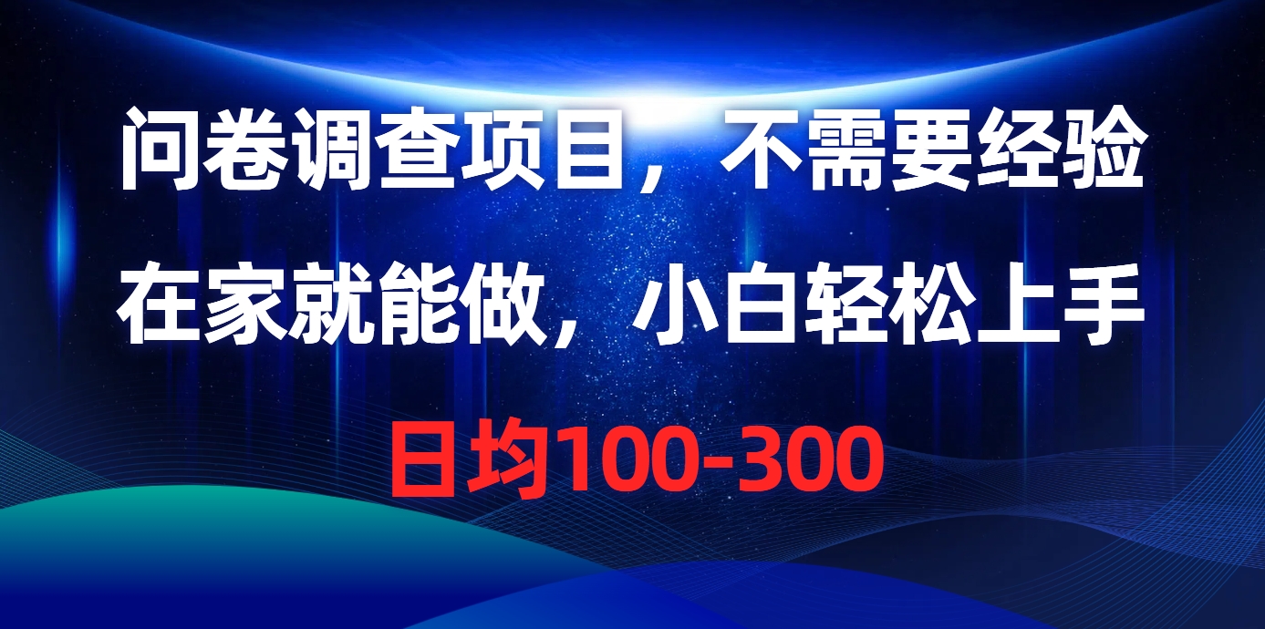 (10402期)问卷调查项目,不需要经验,在家就能做,小白轻松上手,日均100-300-解忧云网络