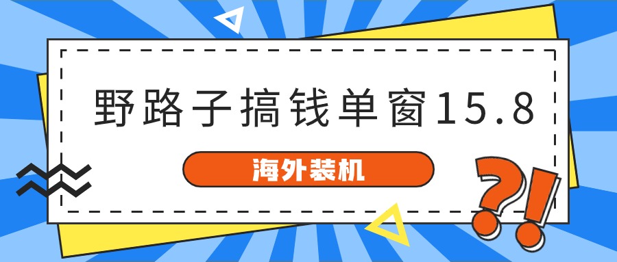 (10385期)海外装机,野路子搞钱,单窗口15.8,已变现10000+-解忧云网络
