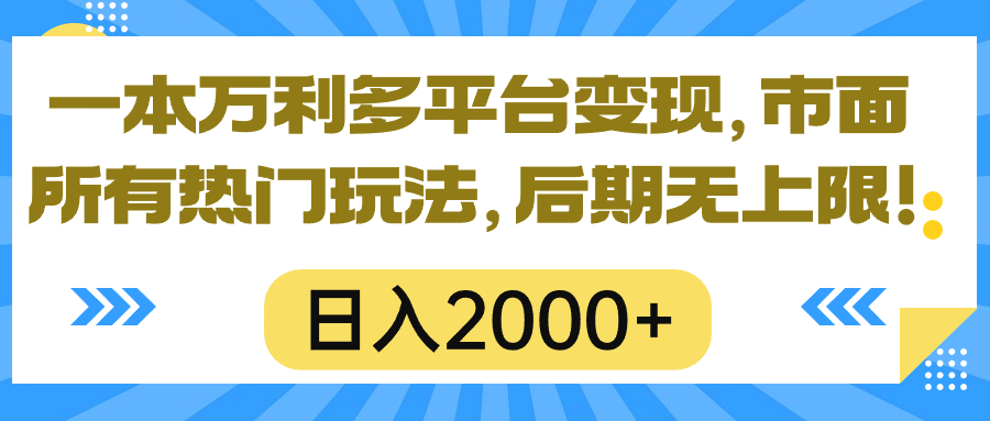 (10311期)一本万利多平台变现,市面所有热门玩法,日入2000+,后期无上限!-解忧云网络