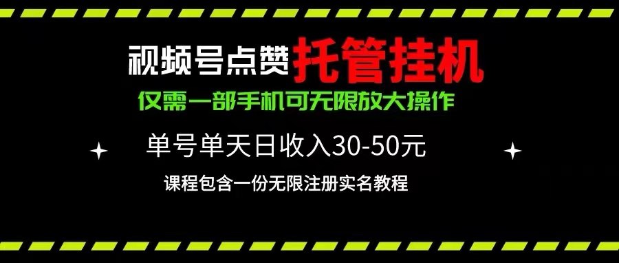 (10644期)视频号点赞托管挂机,单号单天利润30~50,一部手机无限放大(附带无限…-解忧云网络