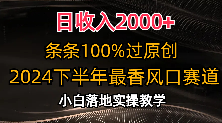 (10951期)日收入2000+,条条100%过原创,2024下半年最香风口赛道,小白轻松上手-解忧云网络