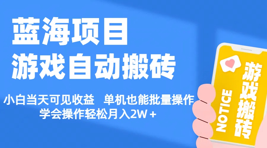 (11265期)【蓝海项目】游戏自动搬砖 小白当天可见收益 单机也能批量操作 学会操…-解忧云网络