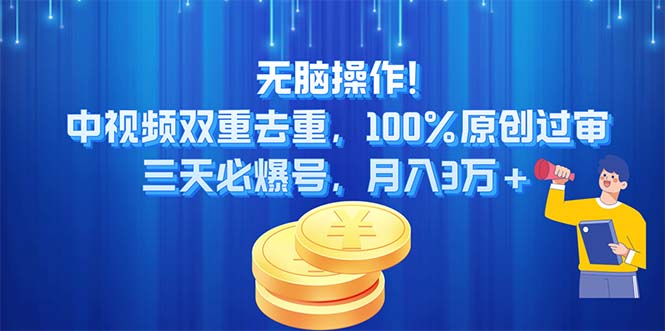 (11353期)无脑操作!中视频双重去重,100%原创过审,三天必爆号,月入3万+-解忧云网络