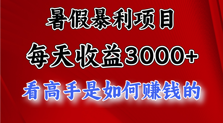 (11422期)暑假暴利项目,每天收益3000+ 努努力能达到5000+,暑假大流量来了-解忧云网络