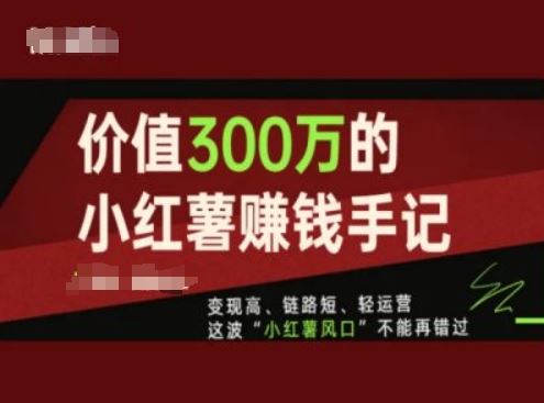价值300万的小红书赚钱手记,变现高、链路短、轻运营,这波“小红薯风口”不能再错过-解忧云网络