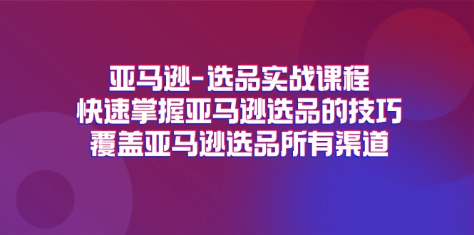 (11620期)亚马逊-选品实战课程,快速掌握亚马逊选品的技巧,覆盖亚马逊选品所有渠道-解忧云网络