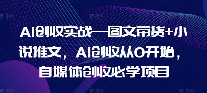 AI创收实战—图文带货+小说推文,AI创收从0开始,自媒体创收必学项目-解忧云网络