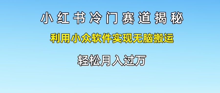 小红书冷门赛道揭秘,利用小众软件实现无脑搬运,轻松月入过万-解忧云网络