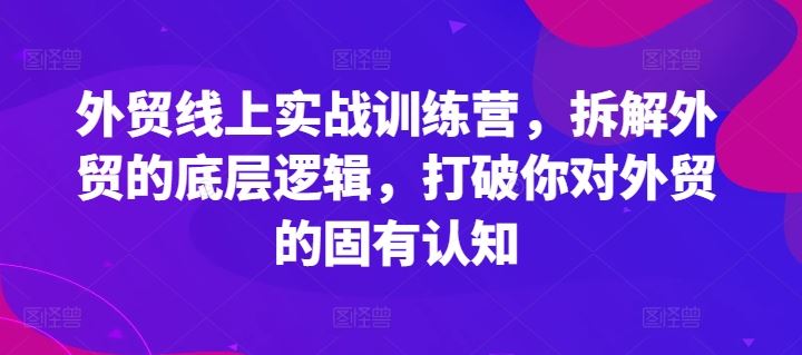 外贸线上实战训练营,拆解外贸的底层逻辑,打破你对外贸的固有认知-解忧云网络