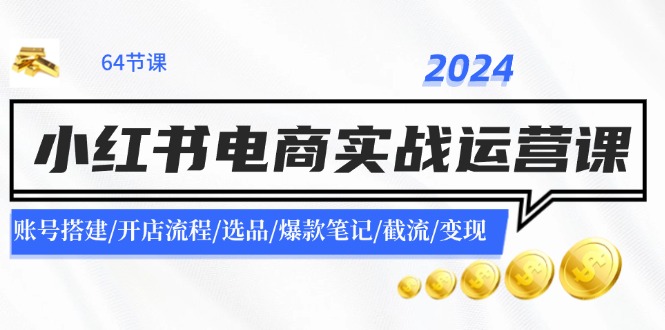 2024小红书电商实战运营课:账号搭建/开店流程/选品/爆款笔记/截流/变现-解忧云网络