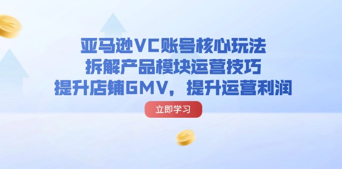 (11848期)亚马逊VC账号核心玩法,拆解产品模块运营技巧,提升店铺GMV,提升运营利润-解忧云网络