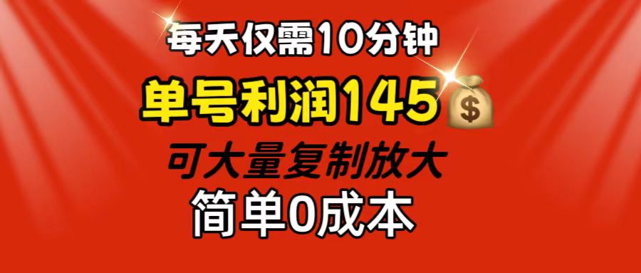 (12027期)每天仅需10分钟,单号利润145 可复制放大 简单0成本-解忧云网络