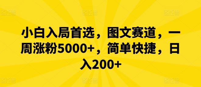 小白入局首选,图文赛道,一周涨粉5000+,简单快捷,日入200+-解忧云网络