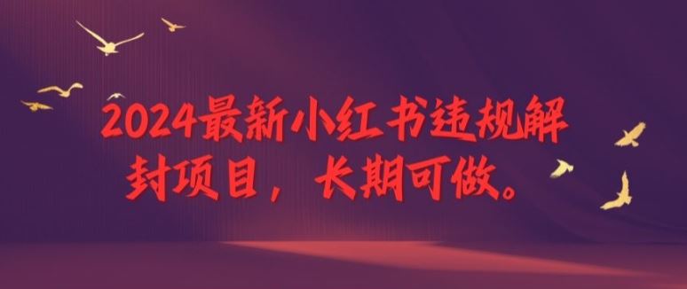 2024最新小红书违规解封项目,长期可做,一个可以做到退休的项目【揭秘】-解忧云网络