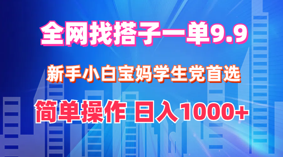 (12295期)全网找搭子1单9.9 新手小白宝妈学生党首选 简单操作 日入1000+-解忧云网络
