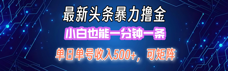(12380期)最新暴力头条掘金日入500+,矩阵操作日入2000+ ,小白也能轻松上手!-解忧云网络